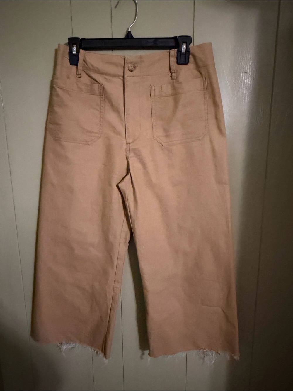 Cropped High-Rise Wide-Leg Pants in Tan